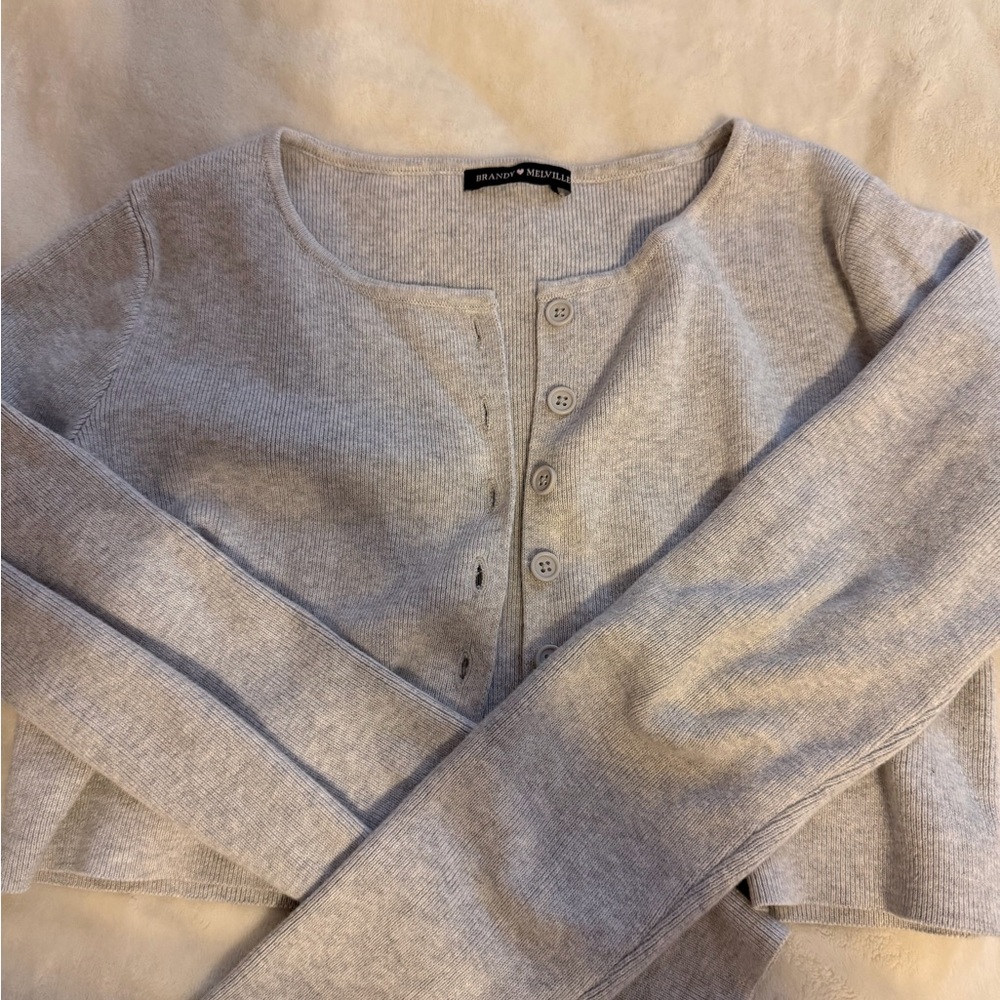 Cropped Brandy Melville Gray Cardigan